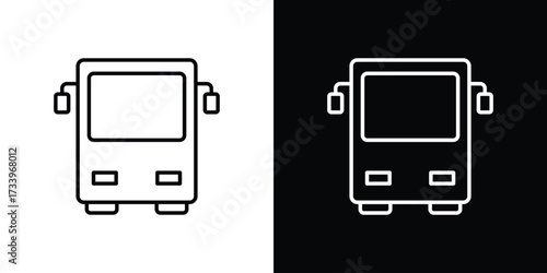 Bus icon outline pictogram isolated on white. Vector Icon shape.