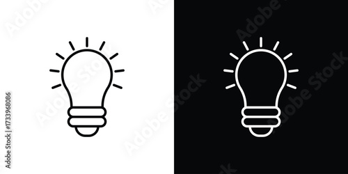 Bulb icon outline pictogram isolated on white. Vector Icon shape.