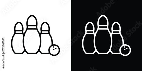 Bowling icon outline pictogram isolated on white. Vector Icon shape.