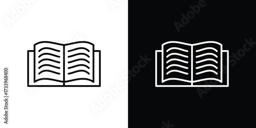 Book icon outline pictogram isolated on white. Vector Icon shape.