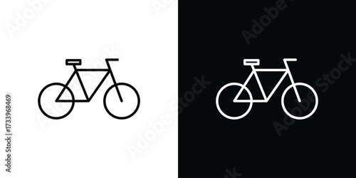 Biking mountain icon outline pictogram isolated on white. Vector Icon shape.