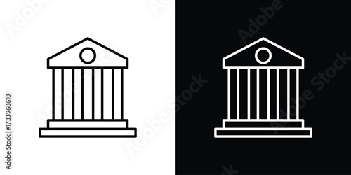 Bank icon outline pictogram isolated on white. Vector Icon shape.