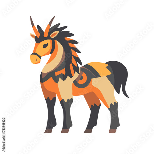 Flat 2D Centaur illustration, vector graphic in icon style, on white background