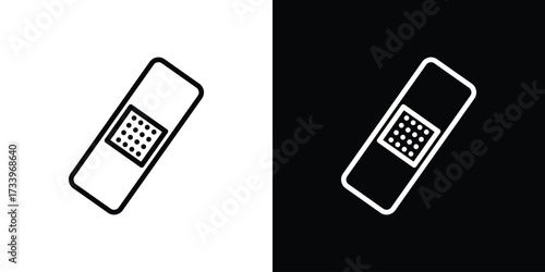 Band aid icon outline pictogram isolated on white. Vector Icon shape.