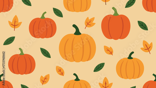 Hand drawn pumpkin pattern for autumn and halloween