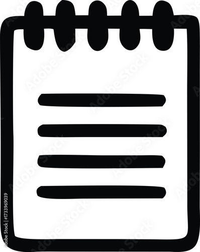 Simple hand drawn notebook icon for notes and ideas simple sketch style with lines and binding elements