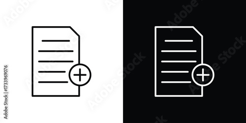 Add document icon outline pictogram isolated on white. Vector Icon shape.