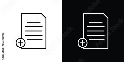 Add document icon outline pictogram isolated on white. Vector Icon shape.