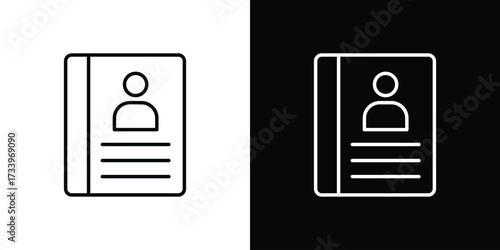 Address book icon outline pictogram isolated on white. Vector Icon shape.