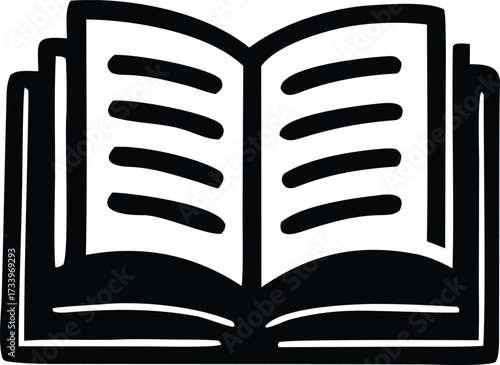 Open book icon simple line drawing symbol knowledge learning reading education literature study information