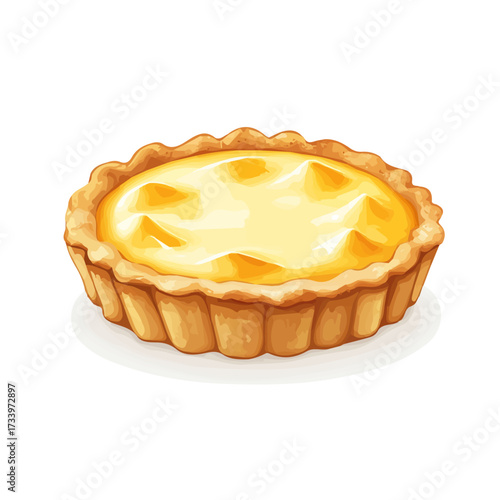 Simple flat 2D vector graphic of Custard Tart, modern icon look, displayed on a pure white background.