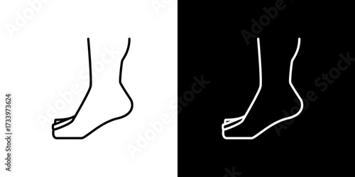 Vector icon illustration of human foot in outline style black and white version suitable for medical anatomy health and body design