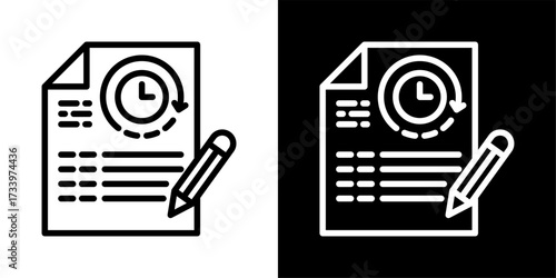 Time Tracking Icon Of Flat Black And White Style Vector 