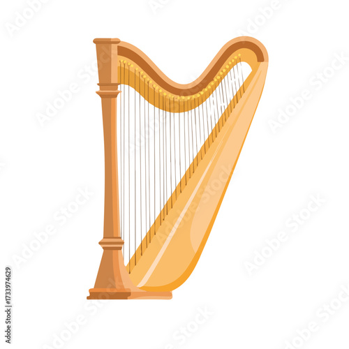 Harp Tuning Key, modern 2D flat vector illustration in icon style, isolated on pure white background.