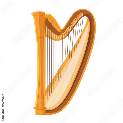 Harp Strings illustrated in a clean 2D flat vector style, minimal and modern, isolated on a white background.
