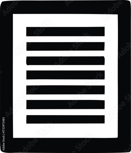 Abstract representation of text document or list with horizontal lines and border symbolizing data information or content