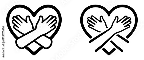Vector art of heart shape with hands embracing each other, symbolizing love and support