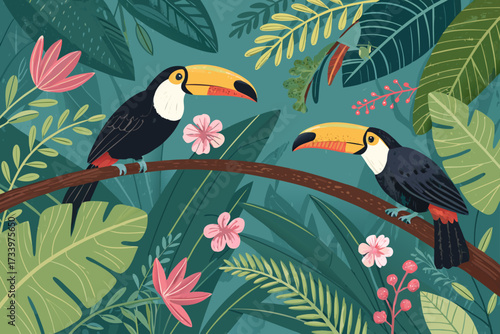 Featuring Toucans Tropical Branches Bold Wildlif Stunning Creative Visual