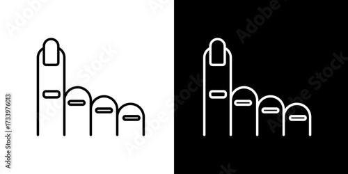 Vector icon illustration of human fingers and nails in outline style black and white version suitable for medical anatomy hand and body design
