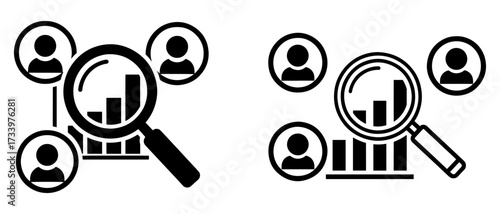 Vector art of analyzing customer data with magnifying glass, business intelligence concept