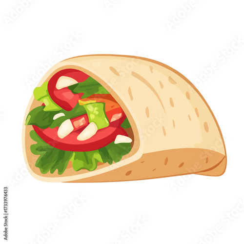 Minimal flat vector of a Falafel, 2D icon-style illustration on white background