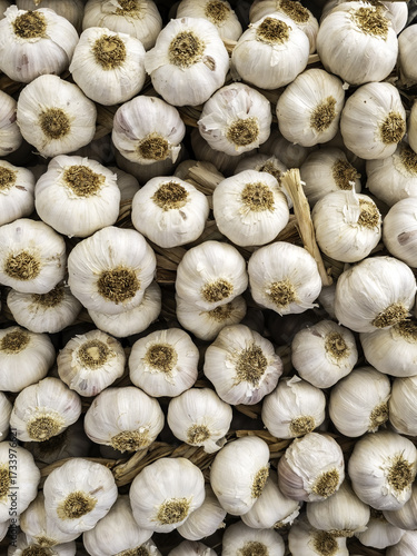 Dried garlic in a market