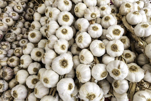 Dried garlic in a market