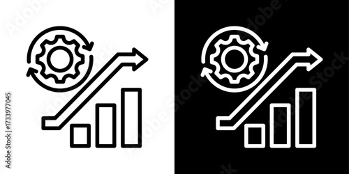 Process Improvement Icon Of Flat Black And White Style Vector 