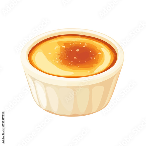 Creme Brulee, flat style 2D vector image, isolated on a white background