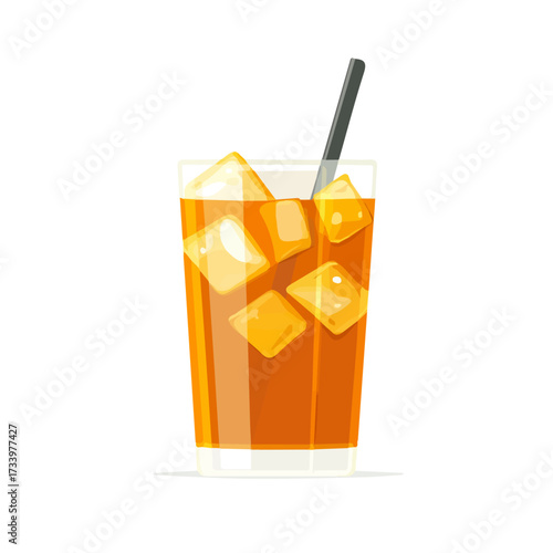 Minimal flat vector of a Iced Tea, 2D icon-style illustration on white background