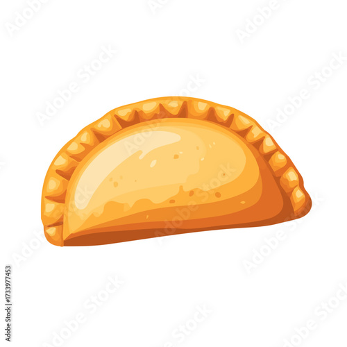 2D flat vector illustration of a Empanada in icon style, isolated on white background