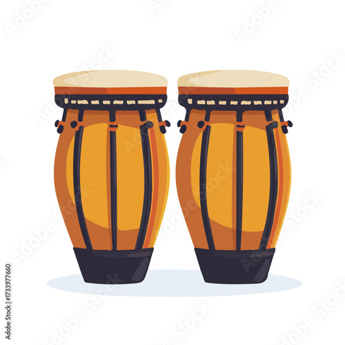 Flat 2D Congas illustration, vector graphic in icon style, on white background