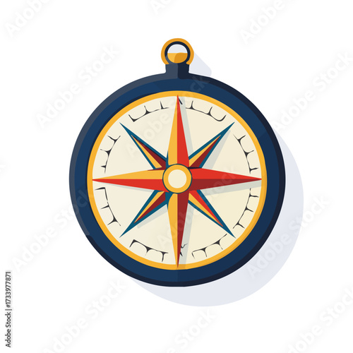 Minimal flat vector of a Compass, 2D icon-style illustration on white background