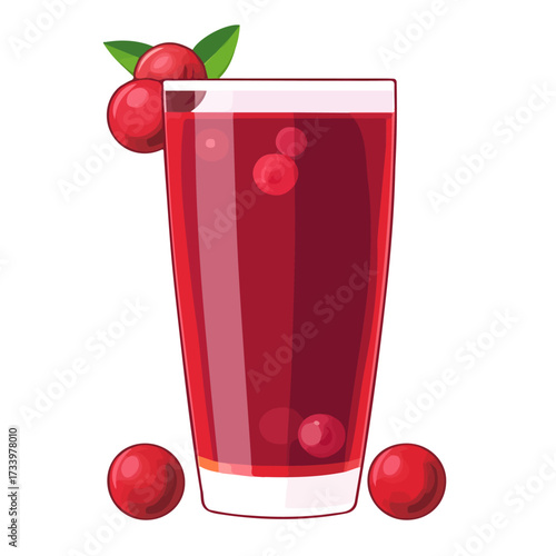 Flat 2D Cranberry Juice illustration, vector graphic in icon style, on white background