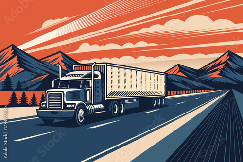 Truck Highway Bold Cargo Transport Bac Premium Digital Asset Perfect for Editorial Content