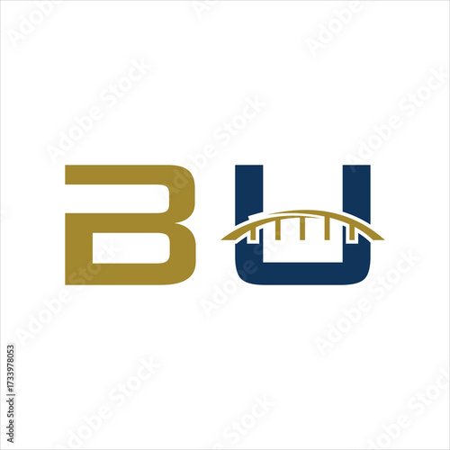 Minimal bu monogram logo with bridge motif across the u letter