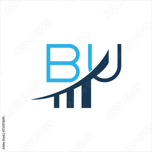 Modern bu monogram logo with arched bridge swoosh motif