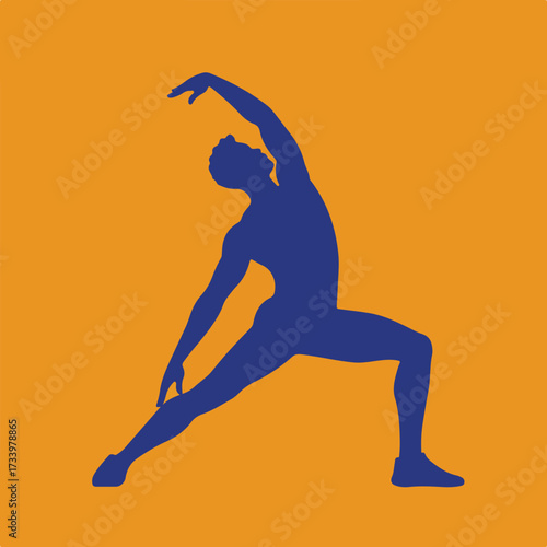 A silhouette of a person in a yoga pose against an orange background