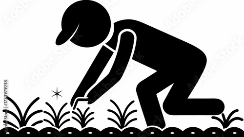 Dedicated gardener carefully planting seeds in fertile soil, nurturing growth for a bountiful harvest