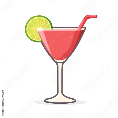 Minimal flat vector of a Daiquiri, 2D icon-style illustration on white background