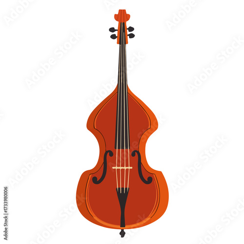 Simple flat 2D vector graphic of Double Bass, modern icon look, displayed on a pure white background.