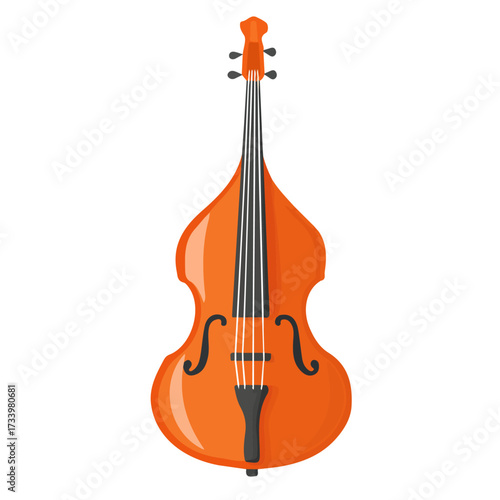 Flat 2D Double Bass illustration, vector graphic in icon style, on white background