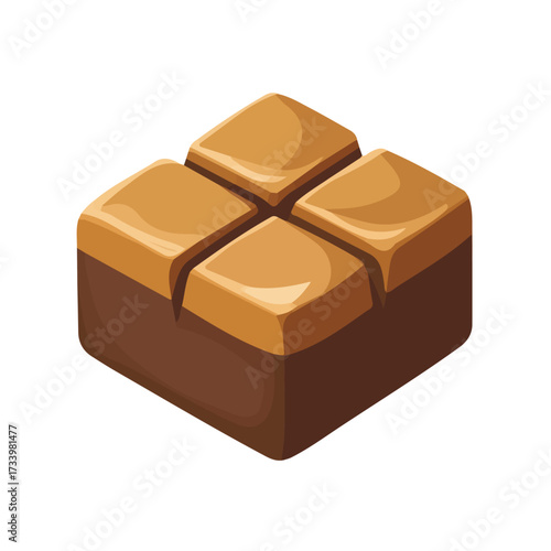 Fudge, 2D flat vector illustration, simple and modern style, isolated on a plain white background.