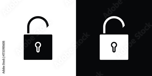 Unlock icons set. vector icons designed in filled style