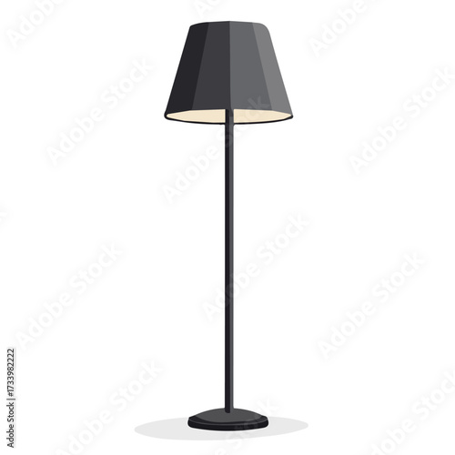 Flat 2D Floor Lamp illustration, vector graphic in icon style, on white background