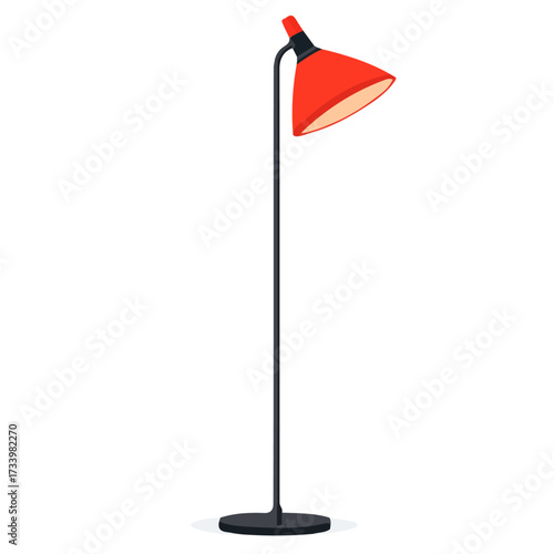 Floor Lamp, modern 2D flat vector illustration in icon style, isolated on pure white background.