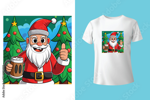 Ho Ho Ho - text with symbols. Santa, reindeer and snowman with threesome. Funny Merry Christmas quote.