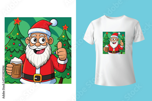 Ho Ho Ho - text with symbols. Santa, reindeer and snowman with threesome. Funny Merry Christmas quote.
