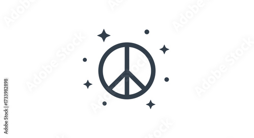 Iconic peace symbol with ethereal sparkle conveying harmony and global unity illustration