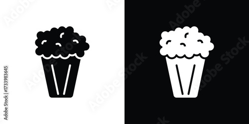 Popcorn icons set. vector icons designed in filled style